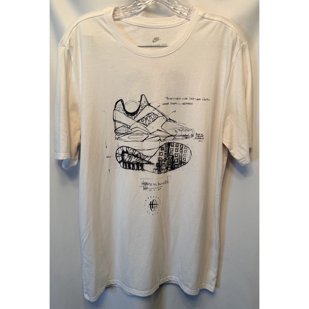 Nike Men's Large Huarache Sketch Tri-Blend T-Shirt White Black 89 Back Casual